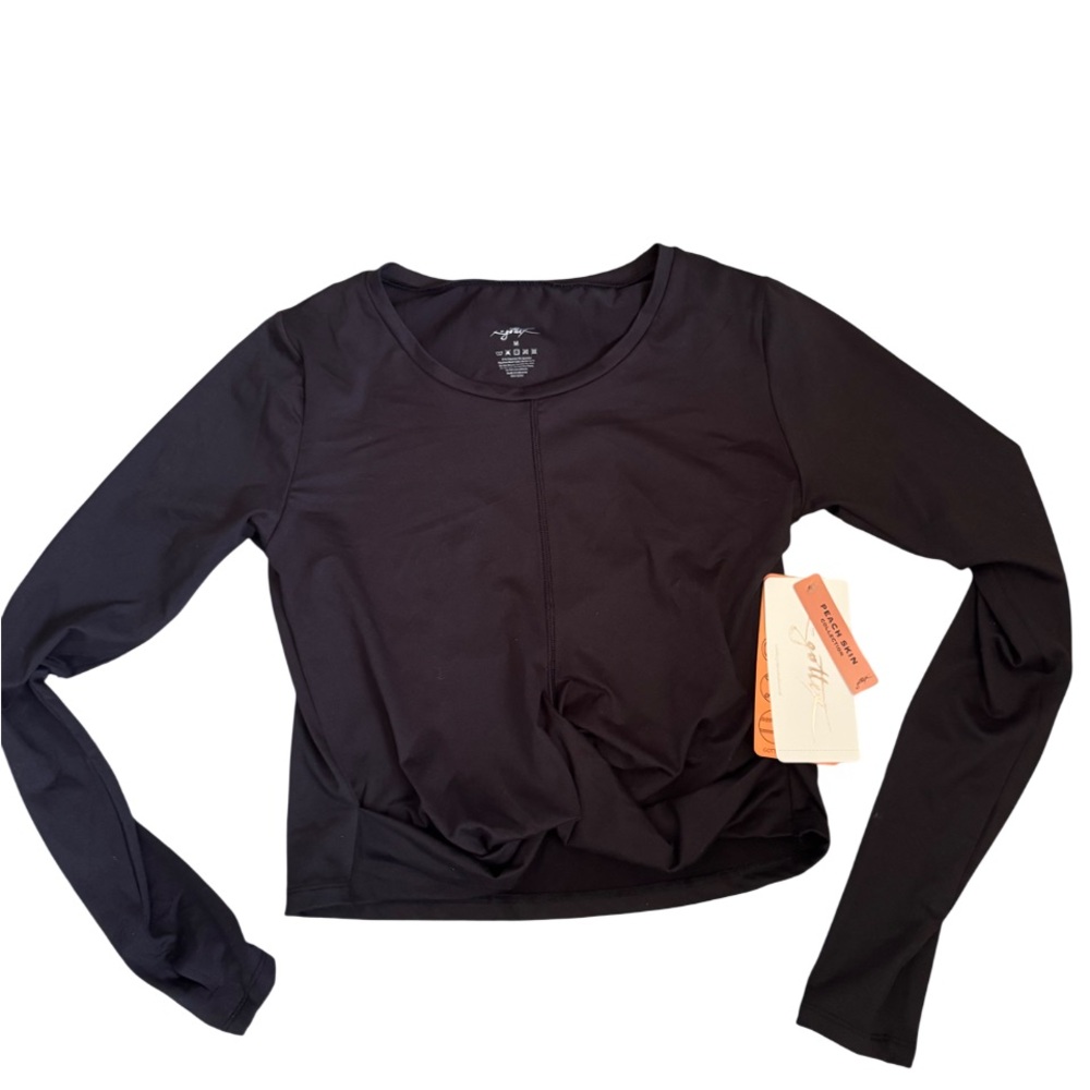 Gottex Peach Skin Collection Black Long Sleeve active Stretch Top M